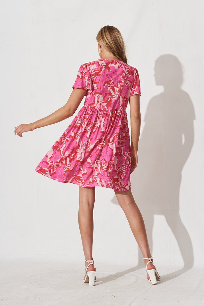 Keily Smock Dress In Pink Floral - back