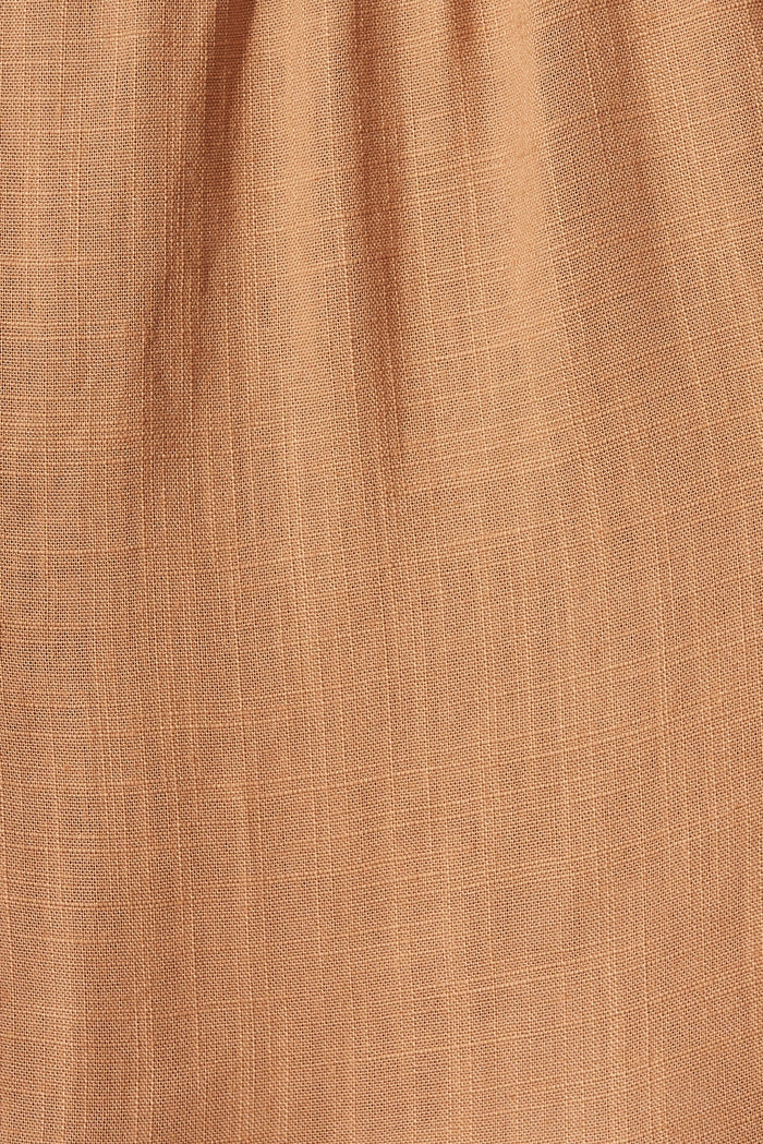 Marvela Midi Shirt Dress In Tan Linen Blend - fabric