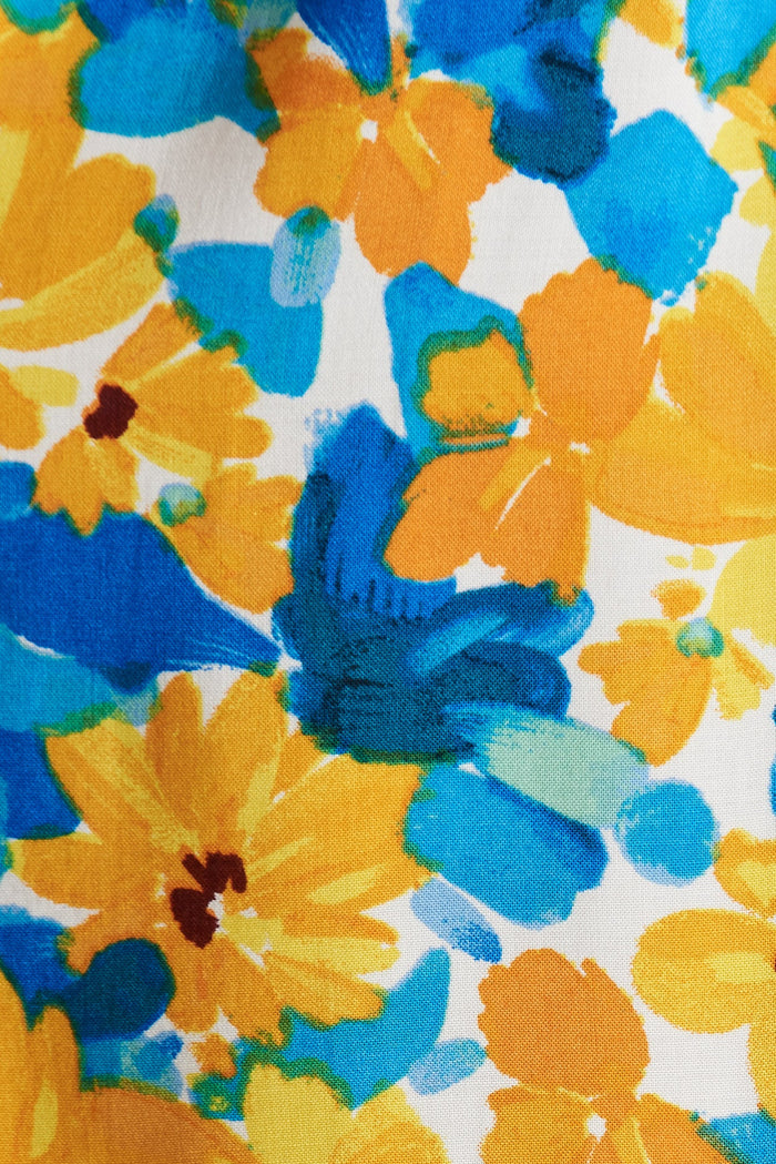 Nikke Midi Dress In Yellow With Blue Floral- fabric
