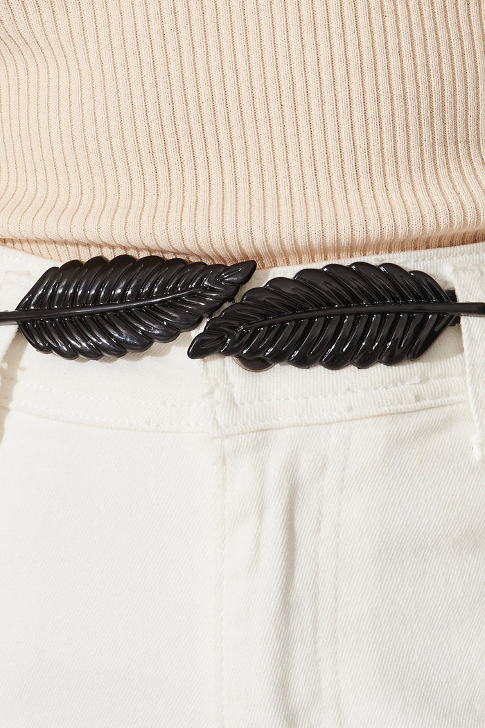 August + Delilah Melissa Leaf Stretch Belt In Black - St Frock (Dev)