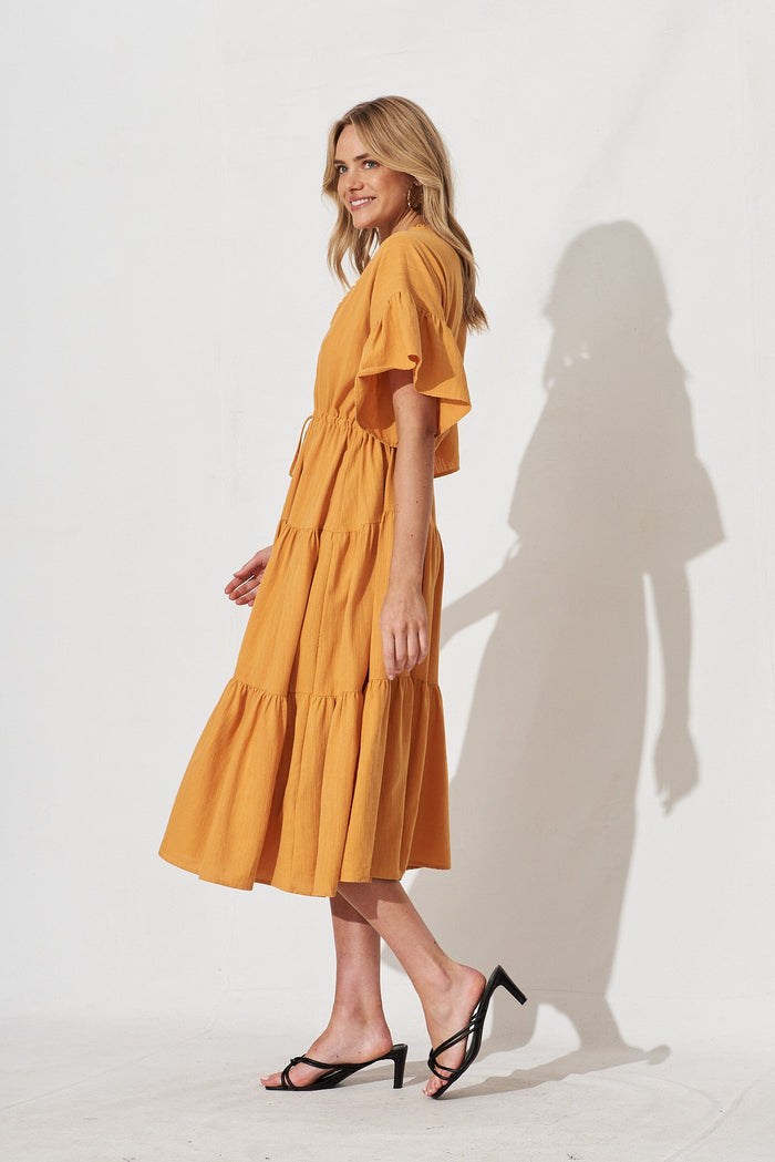 Tansy Midi Dress In Mustard - side