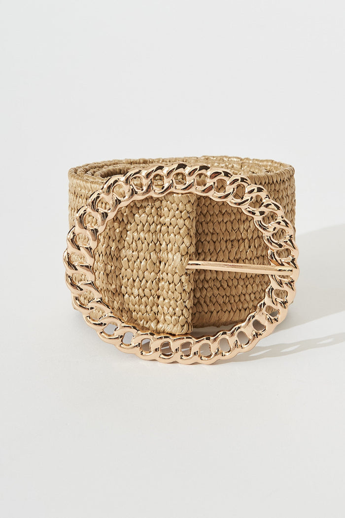 August + Delilah Tary Stretch Belt In Light Brown - front