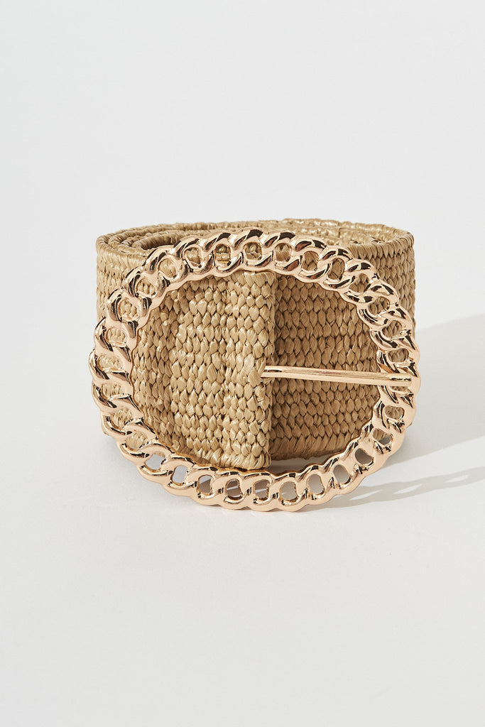 August + Delilah Tary Stretch Belt In Light Brown - front