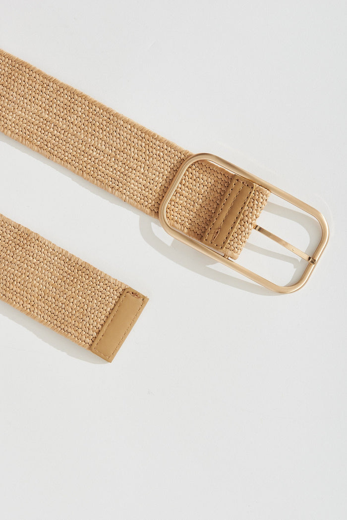 August + Delilah Tahnia Stretch Belt In Light Brown - detail
