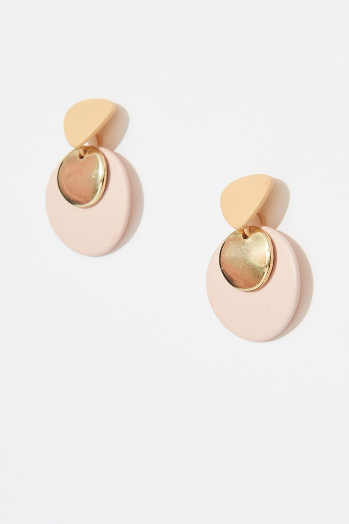 August + Delilah Adela Drop Earrings In Blush With Gold - front