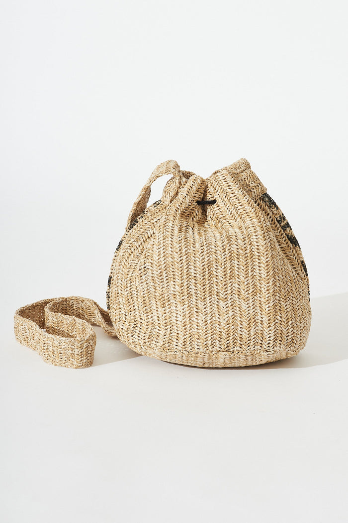 August + Delilah Tory Bucket Bag In Black With Beige - St Frock (Dev)