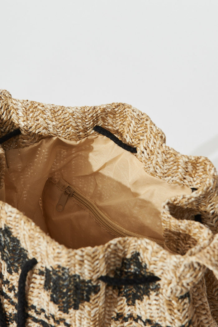 August + Delilah Tory Bucket Bag In Black With Beige - St Frock (Dev)