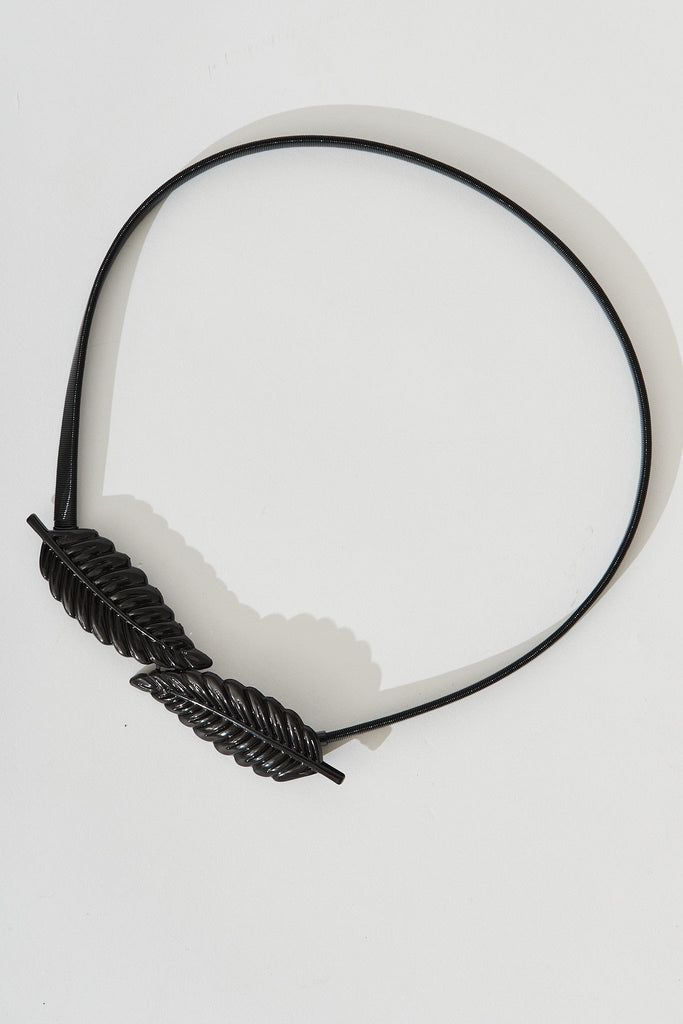 August + Delilah Melissa Leaf Stretch Belt In Black - St Frock (Dev)