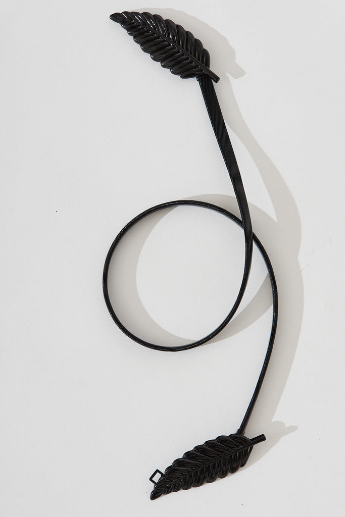 August + Delilah Melissa Leaf Stretch Belt In Black - St Frock (Dev)