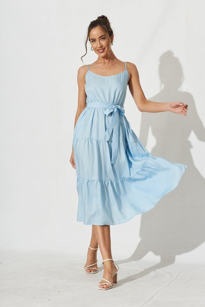 Clairyn Midi Sun Dress In Light Blue - St Frock (Dev)