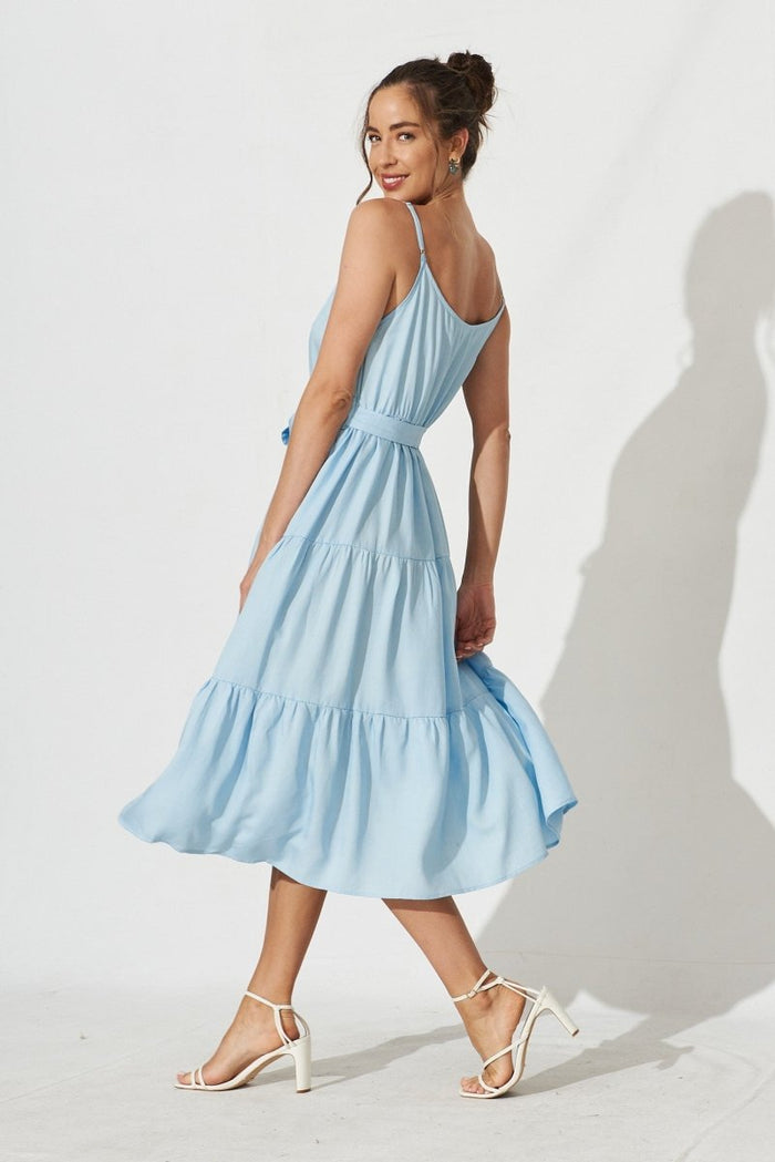 Clairyn Midi Sun Dress In Light Blue - St Frock (Dev)