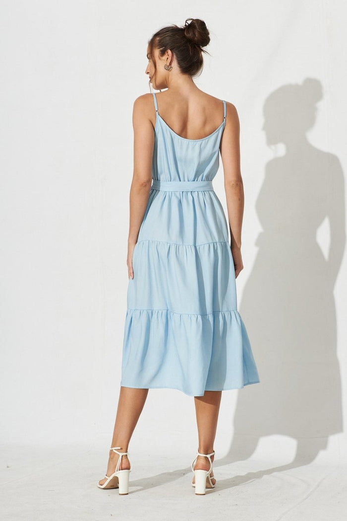 Clairyn Midi Sun Dress In Light Blue - St Frock (Dev)