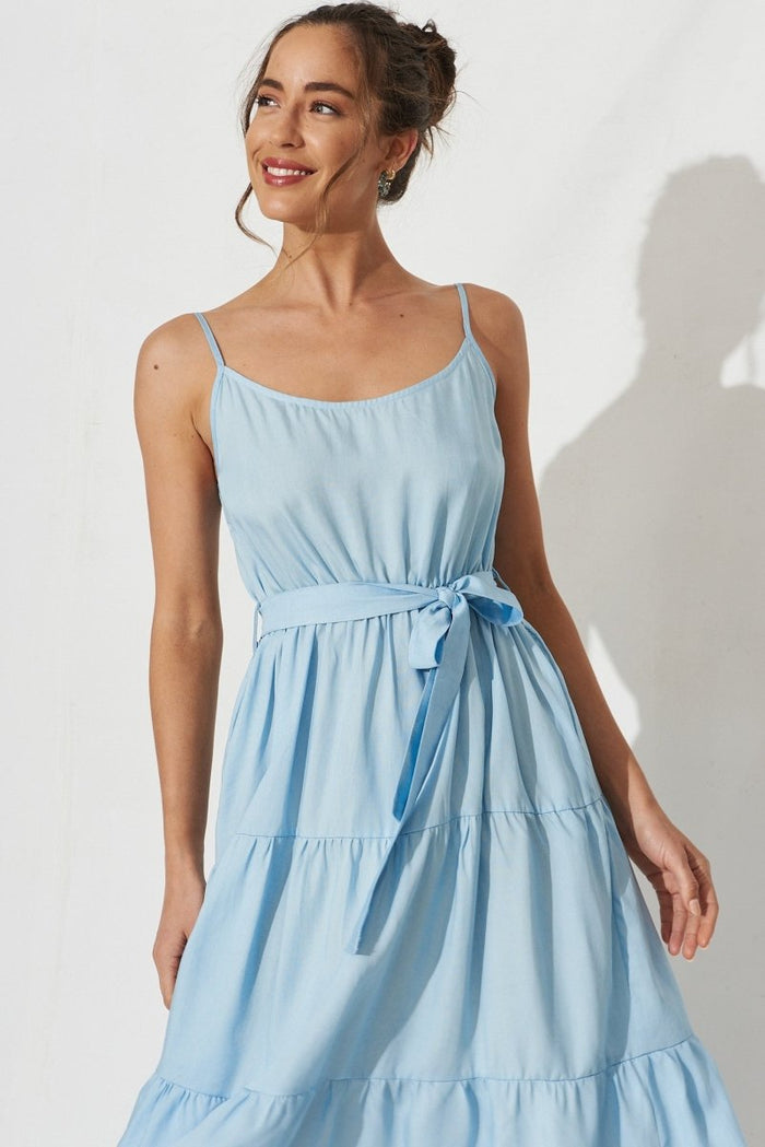 Clairyn Midi Sun Dress In Light Blue - St Frock (Dev)