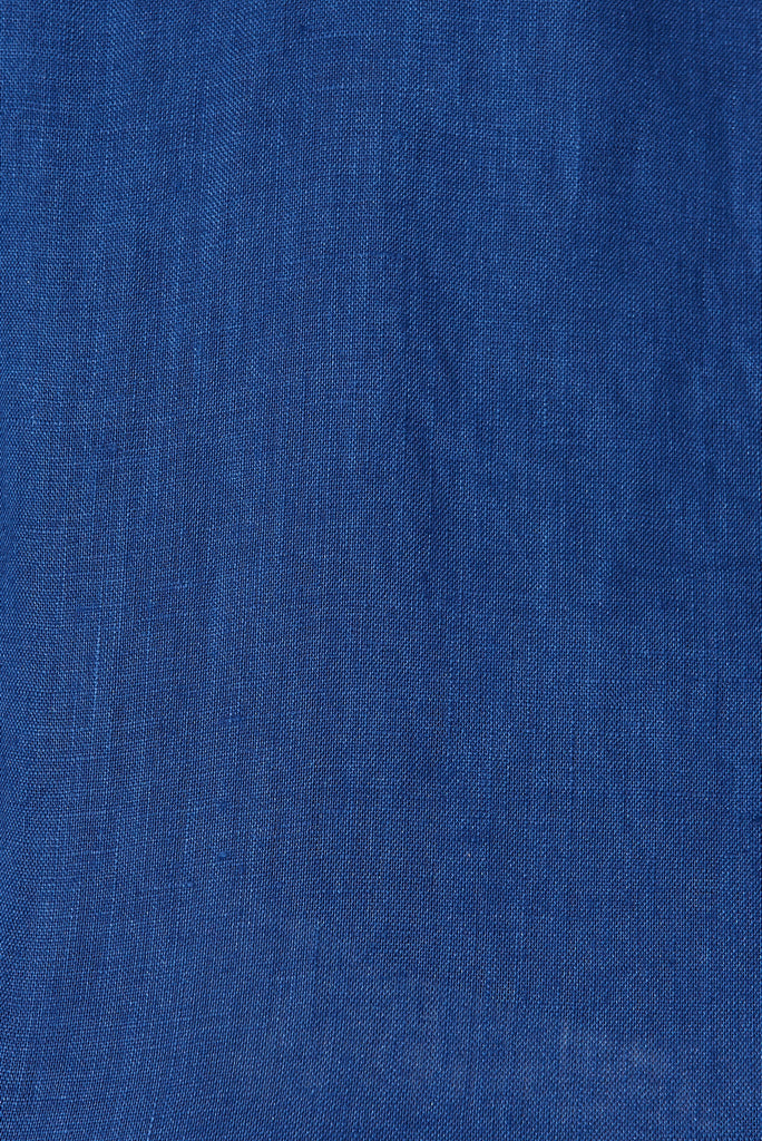 Hagia Top In Navy Linen - fabric