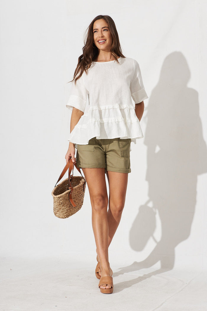 Hagia Top In White Linen - full length
