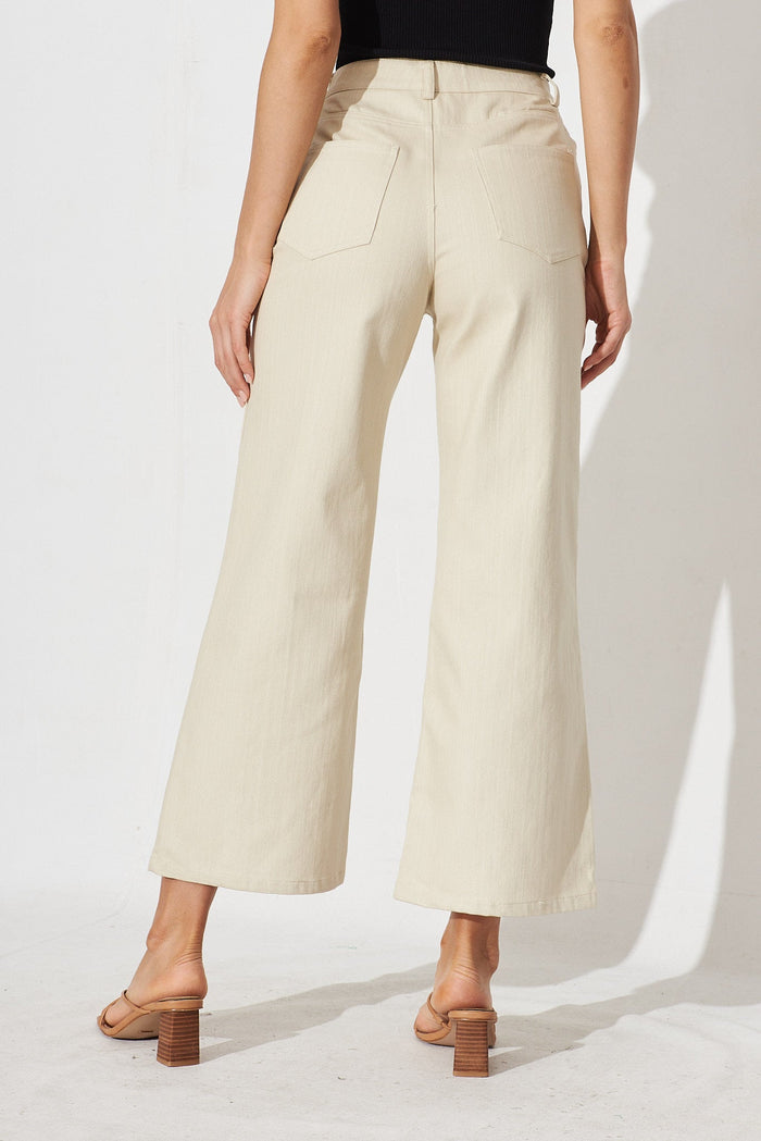 Kristy Pants In Beige Cotton - back