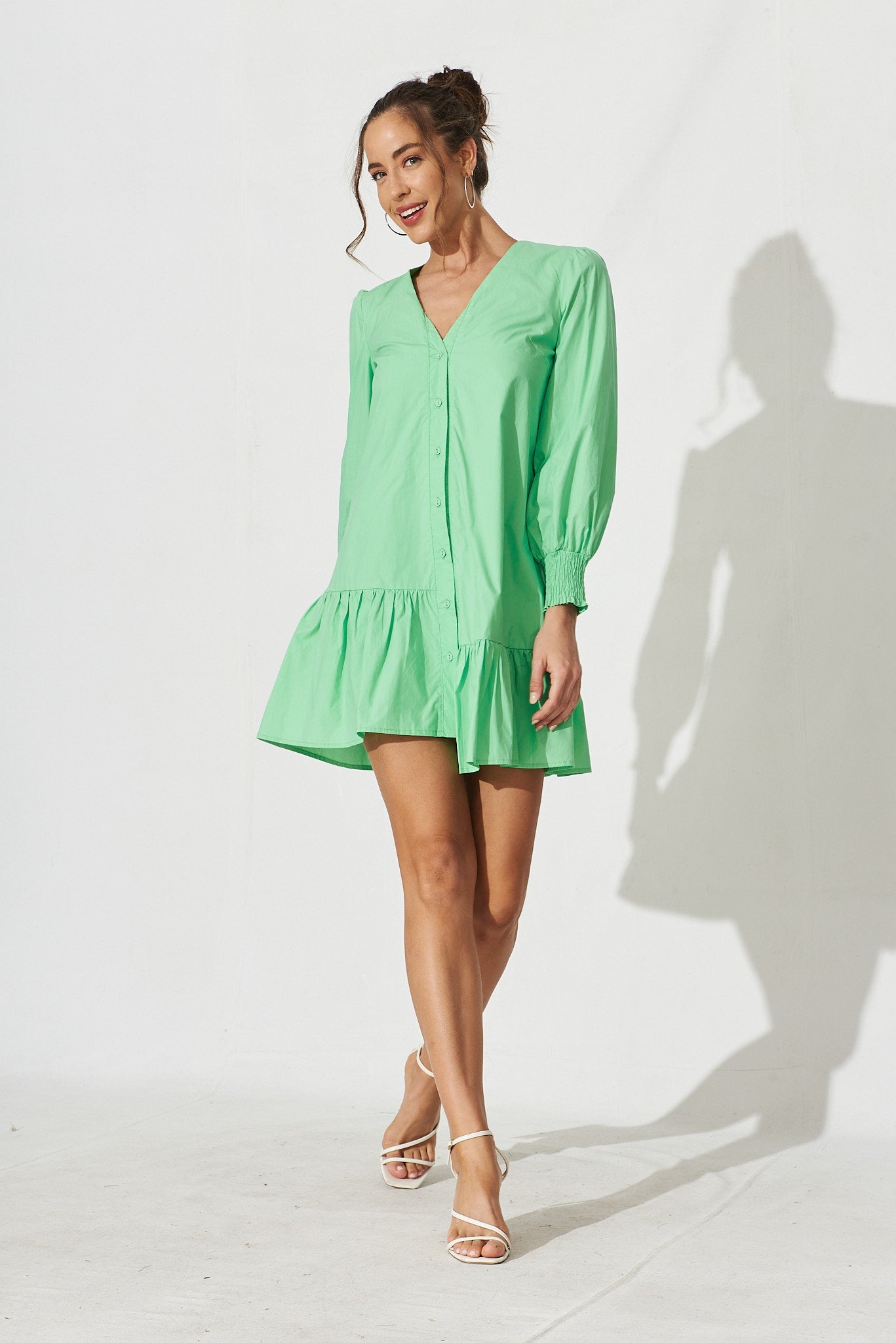 Relina Shift Dress In Green - full length