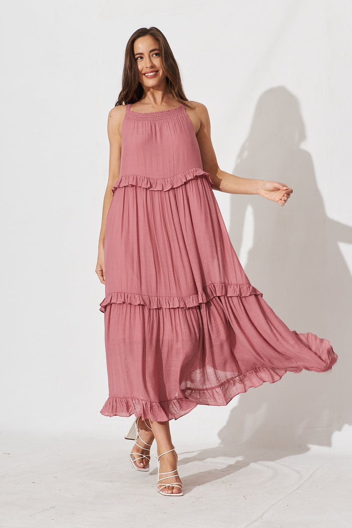 Viona Maxi Dress In Pink - full length