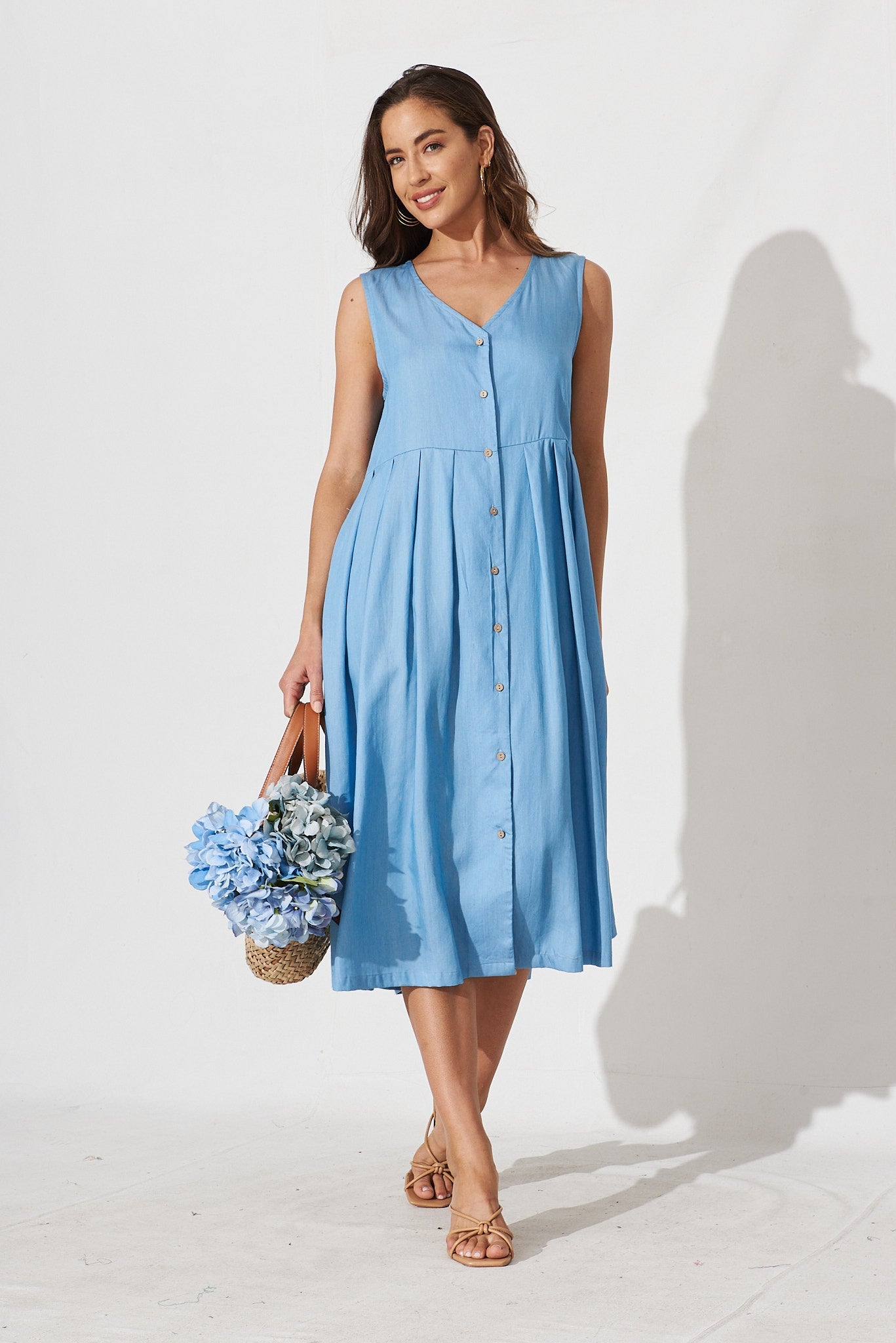 Winka Midi Dress In Blue - full length