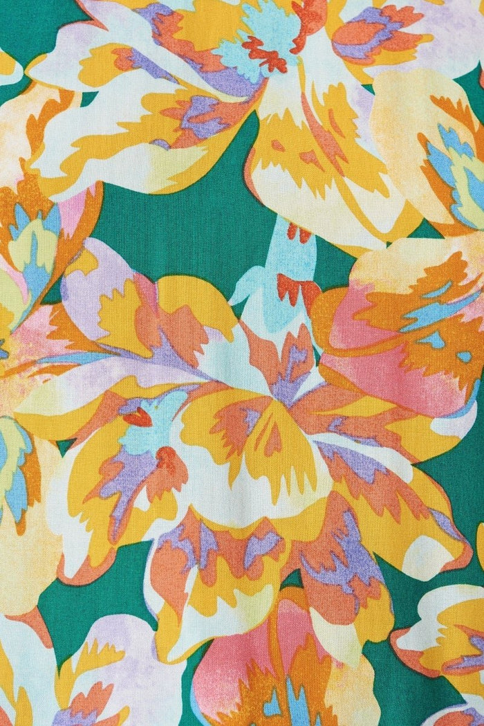 Brita Top In Green With Orange Floral - St Frock (Dev)
