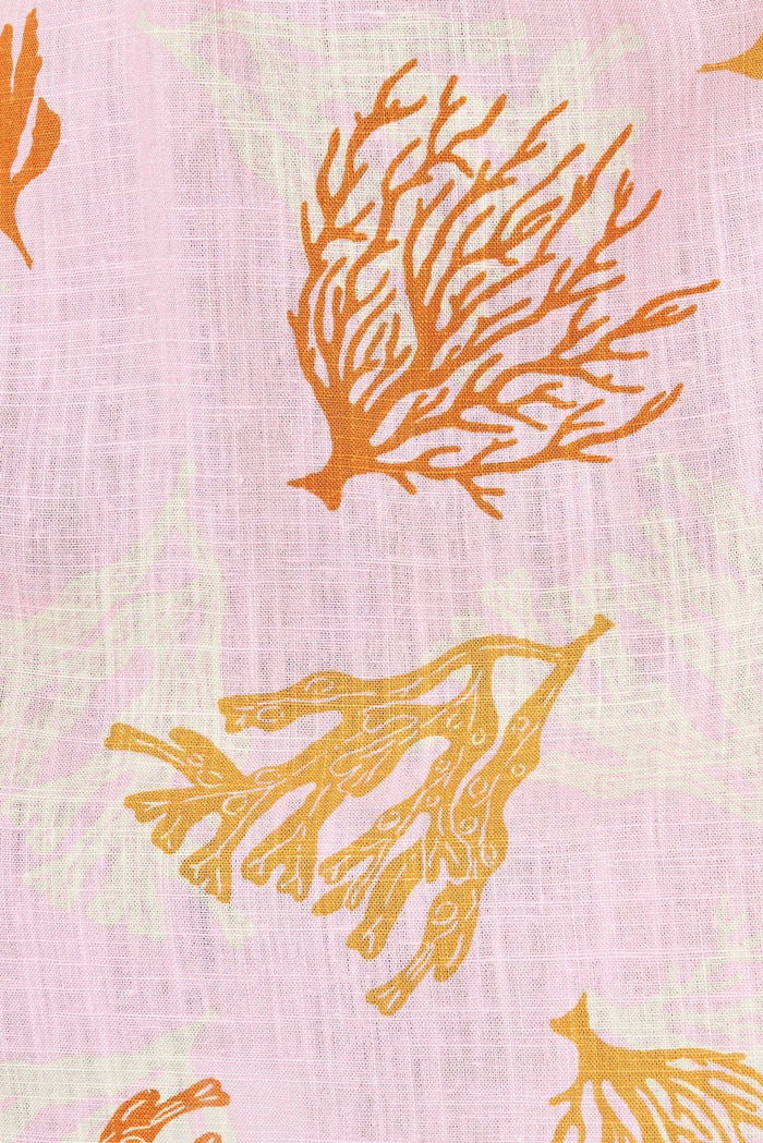 Artia Dress In Pink With Orange Print Linen Blend - St Frock (Dev)