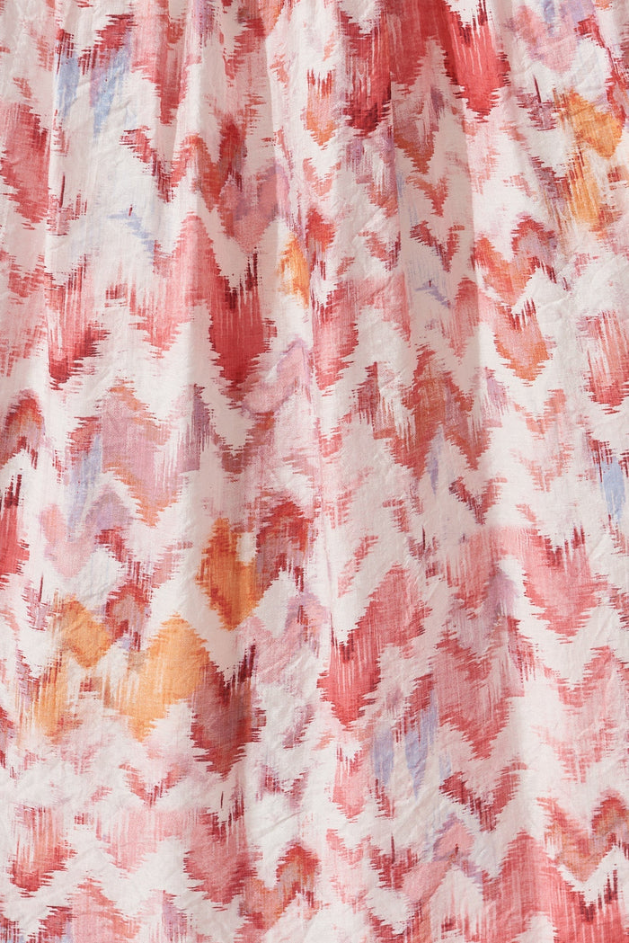 Amalie Midi Dress In White With Pink Print - St Frock (Dev)