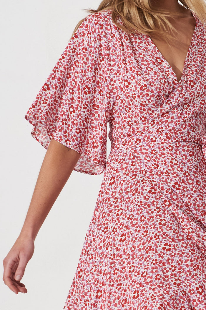 Majola Dress In White With Pink Speckle - detail