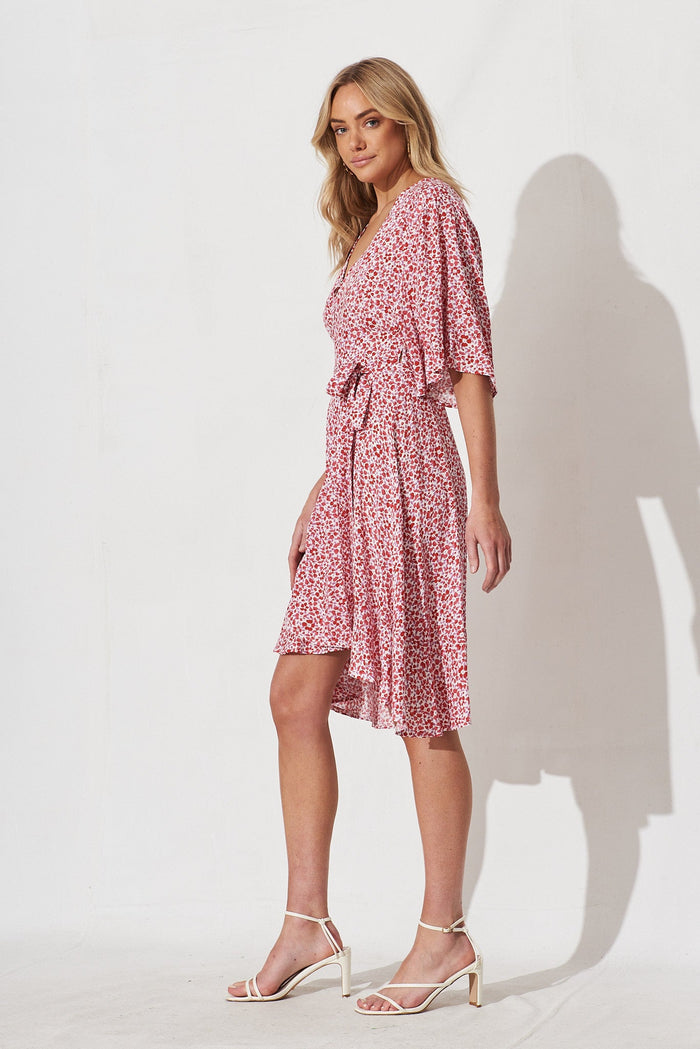 Majola Dress In White With Pink Speckle - side