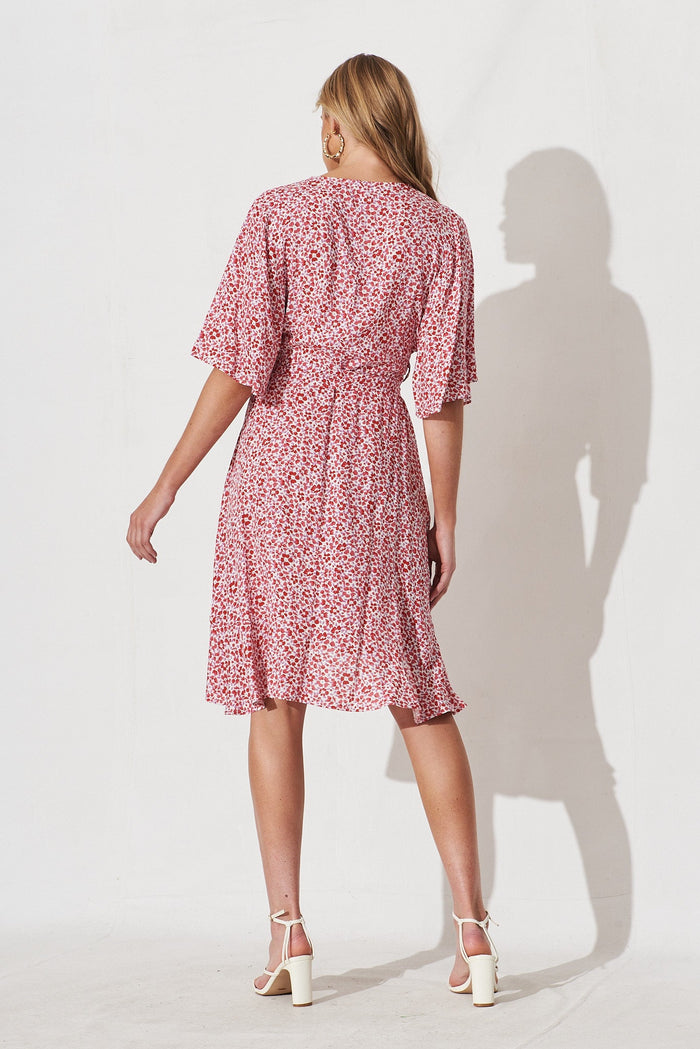 Majola Dress In White With Pink Speckle - back