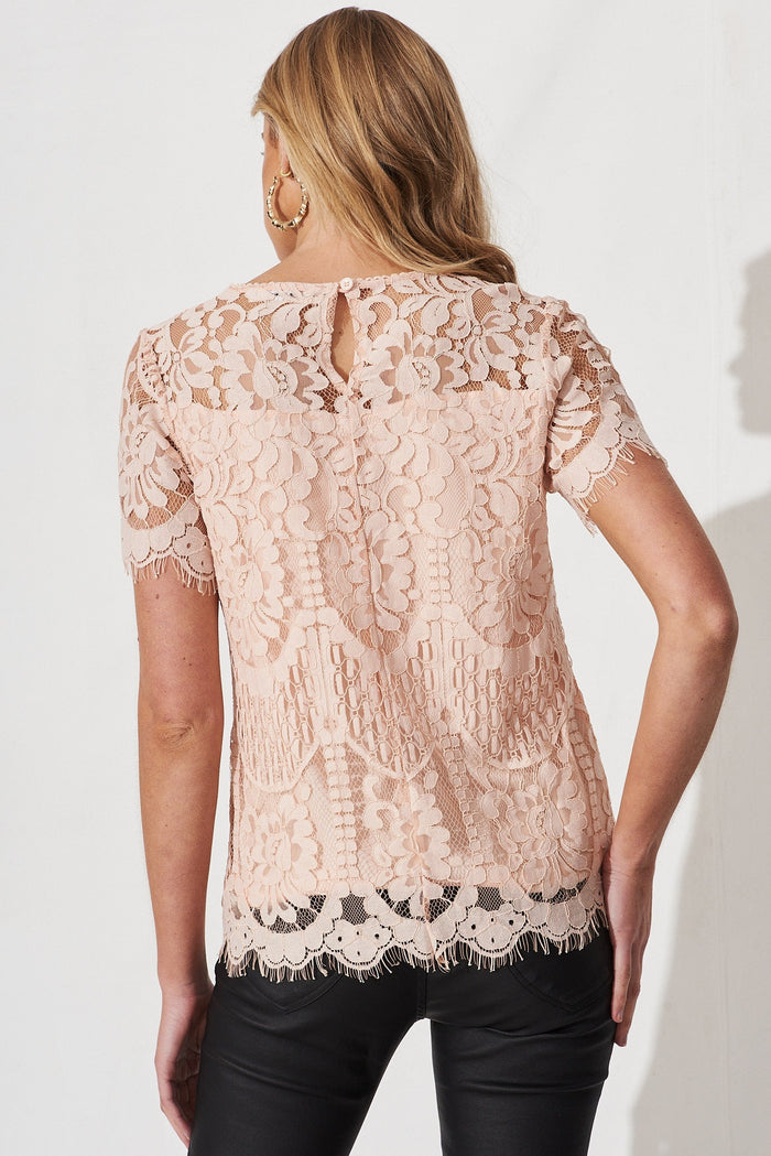 Desta Top In Blush Lace - back