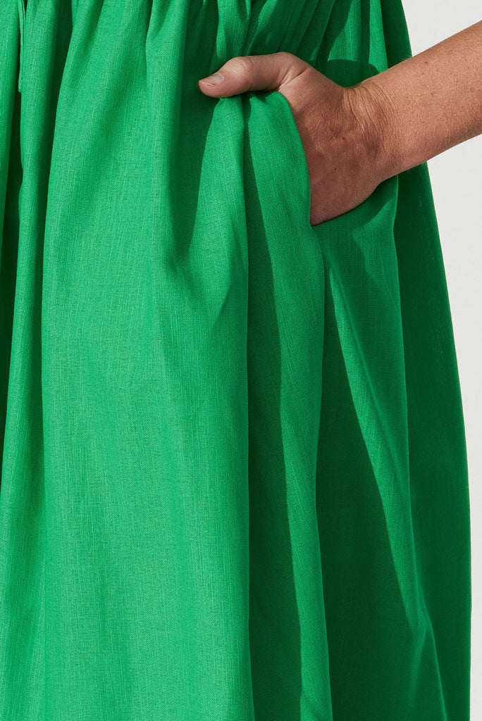 Dayne Midi Dress In Green Linen Blend - detail