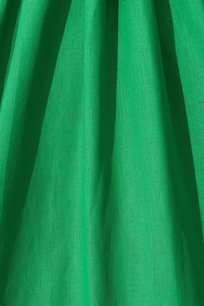 Dayne Midi Dress In Green Linen Blend - fabric