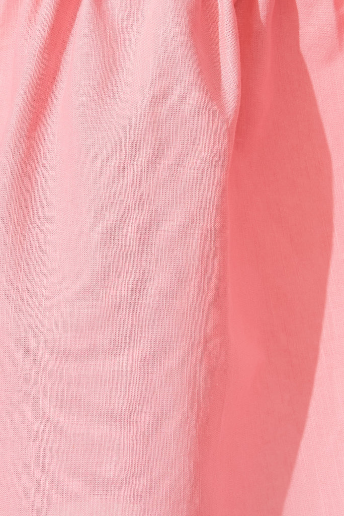 Dayne Midi Dress In Pink Linen Blend - fabric