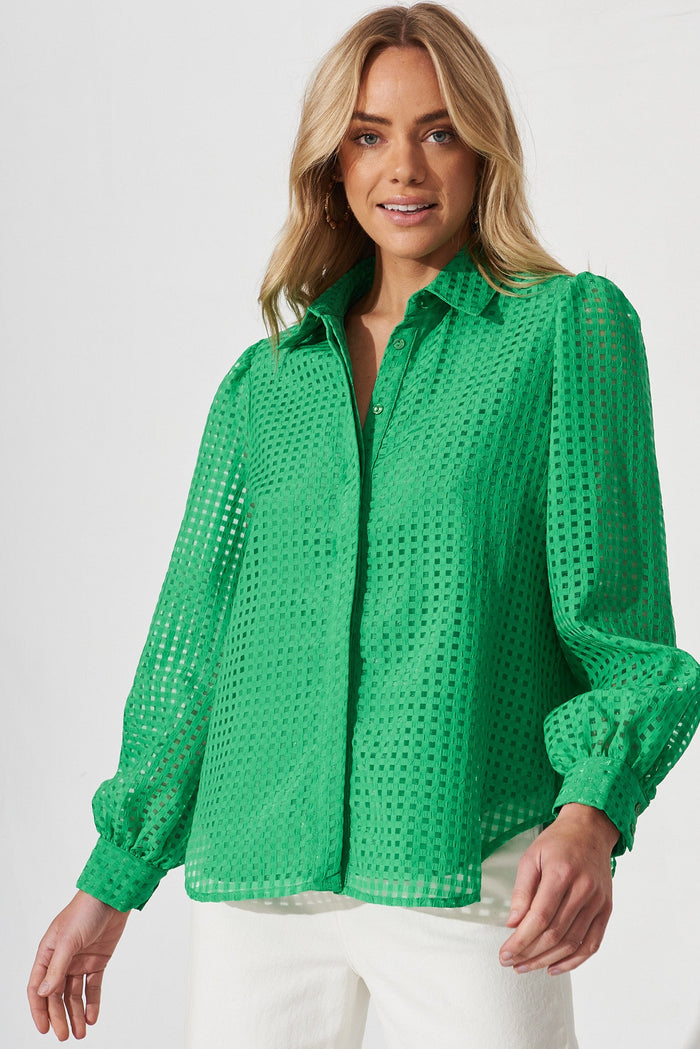 Marine Shirt In Green Organza - front