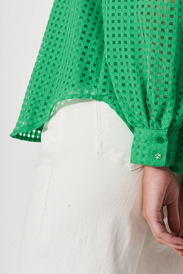 Marine Shirt In Green Organza - detail