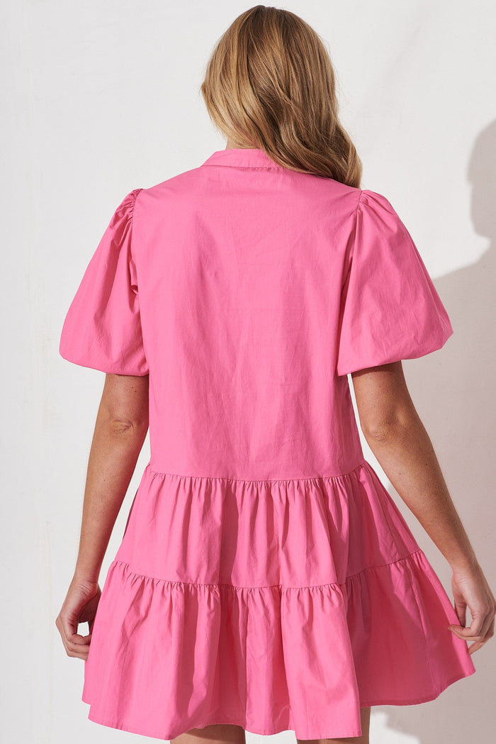 Festine Smock Dress In Pink Cotton - back