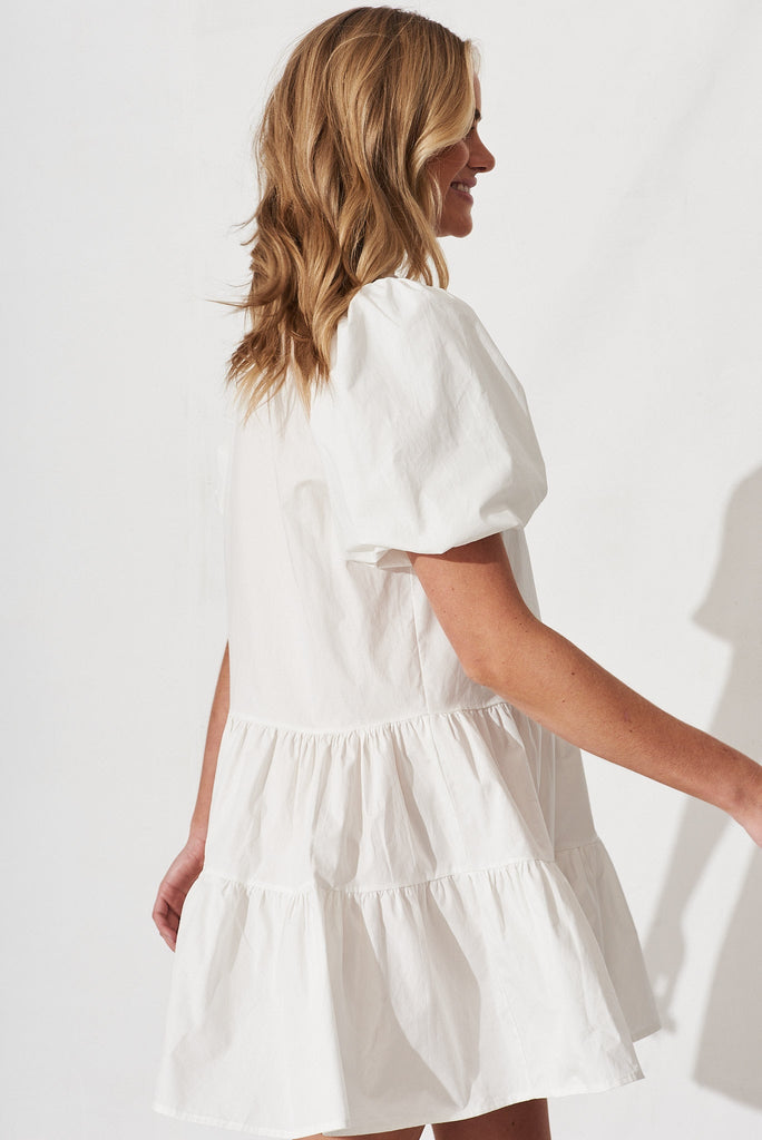 Festine Smock Dress In White Cotton - side