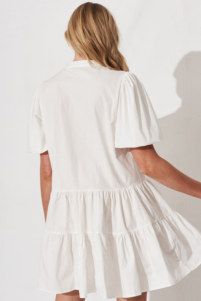 Festine Smock Dress In White Cotton - back