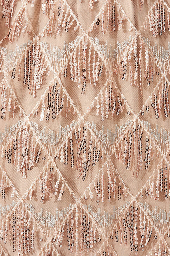 Seema Sequin Dress In Rose Gold Sequin - fabric
