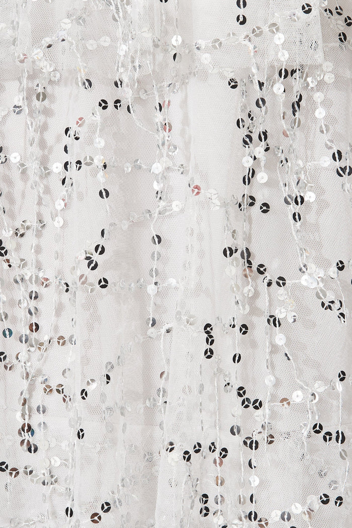 Cosmopolitan Sequin Dress In White With Silver - fabric