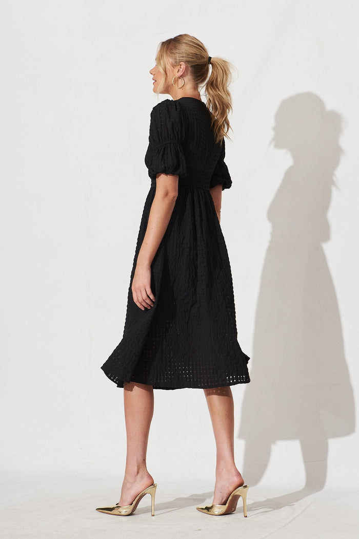 Andrea Midi Dress In Black Check - side