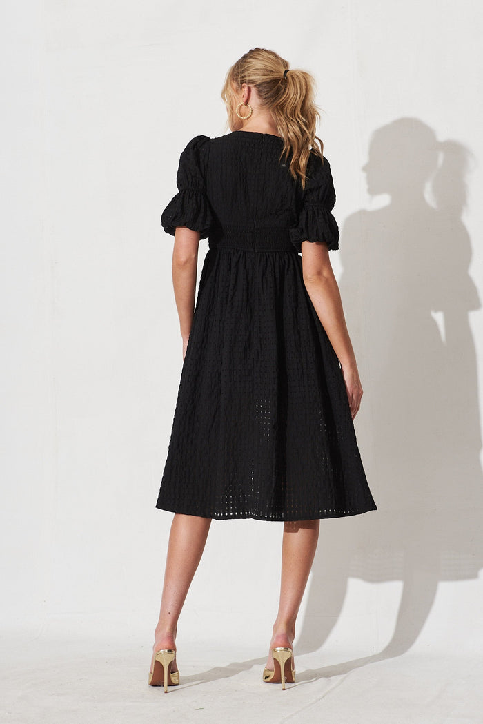 Andrea Midi Dress In Black Check - back