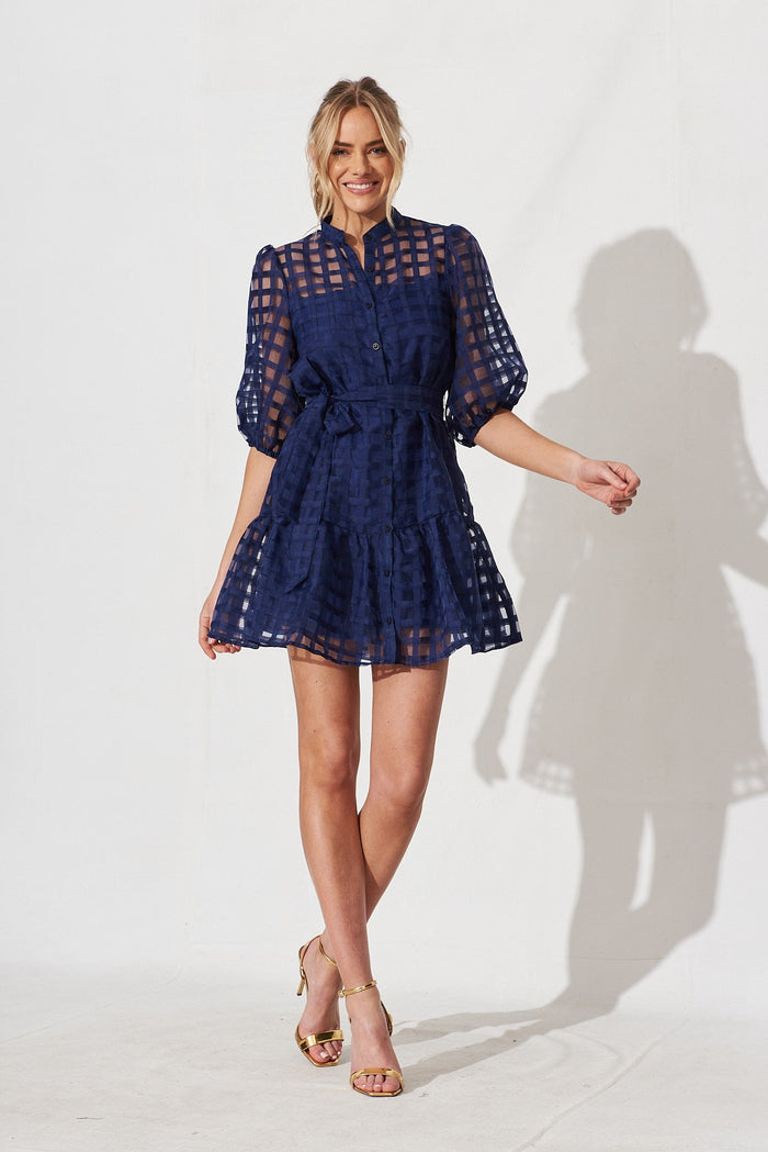 Giuliette Dress In Navy Organza - full length