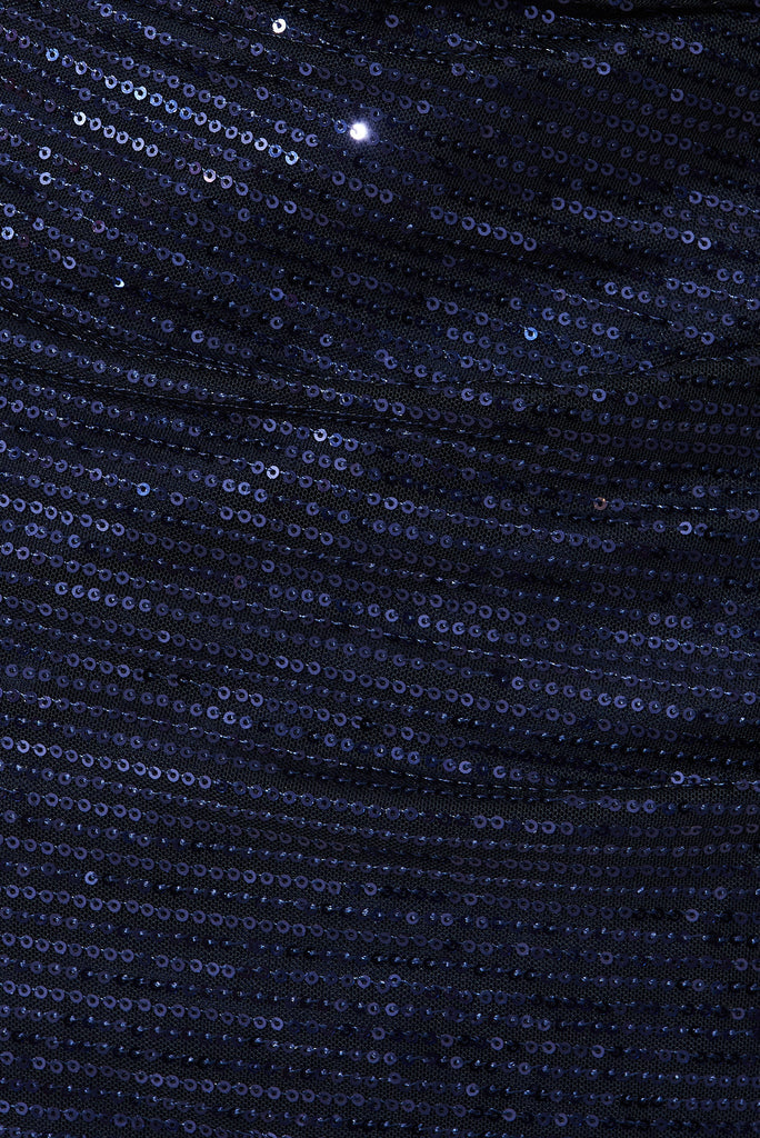 Frosted Midi Dress In Navy Sequin - fabric