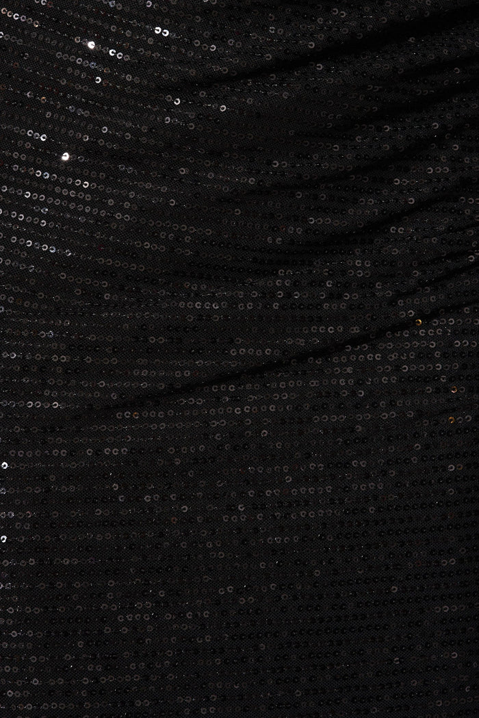 Frosted Midi Dress In Black Sequin - fabric