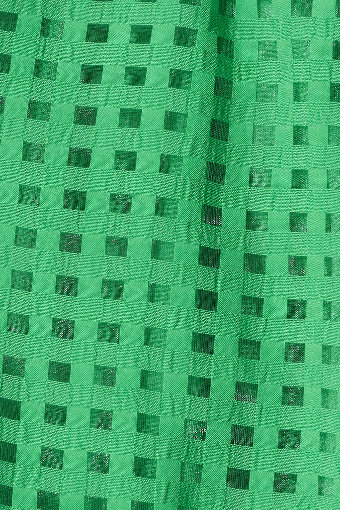 Gigi Midi Shirt Dress In Green Organza - fabric