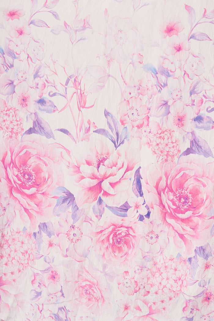 Denali Midi Dress In Pink With Blush Floral - fabric
