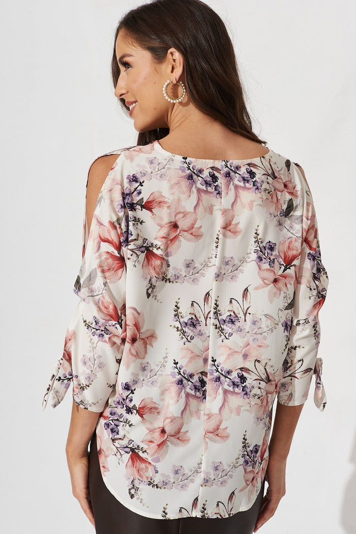 Windbreaker Top In Cream Floral - back