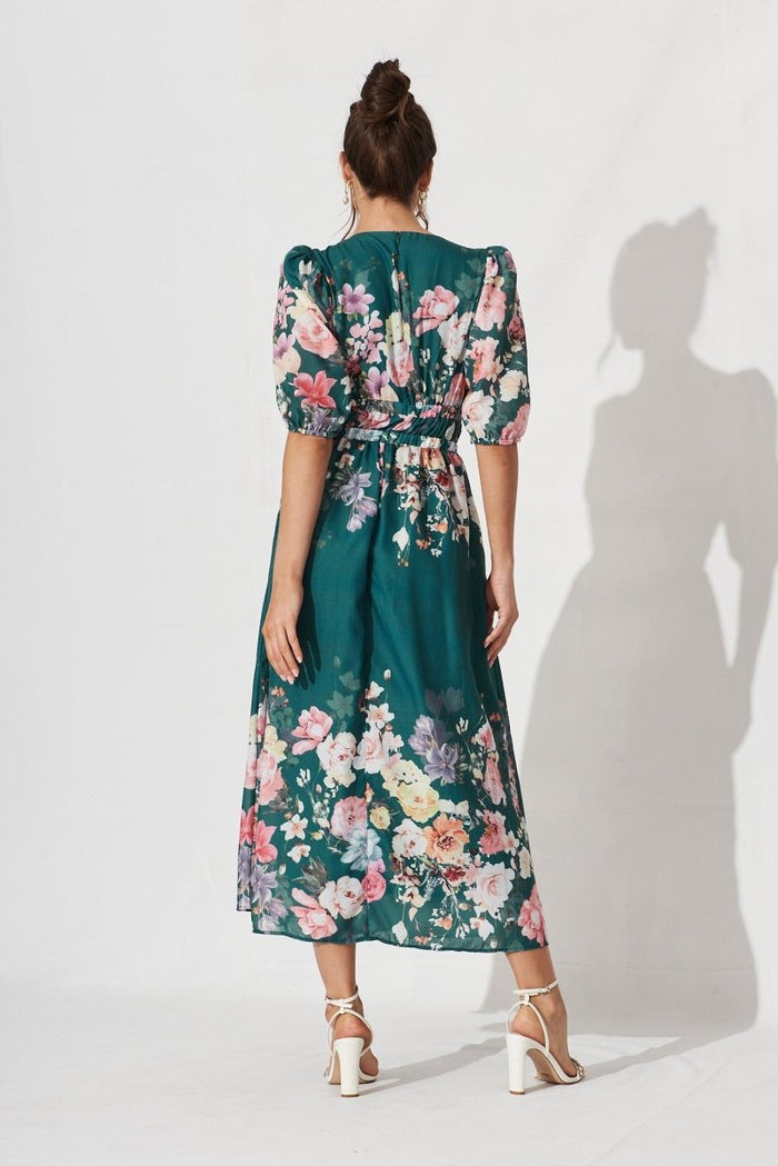 Camille Maxi Dress In Teal With Orange Floral - St Frock (Dev)
