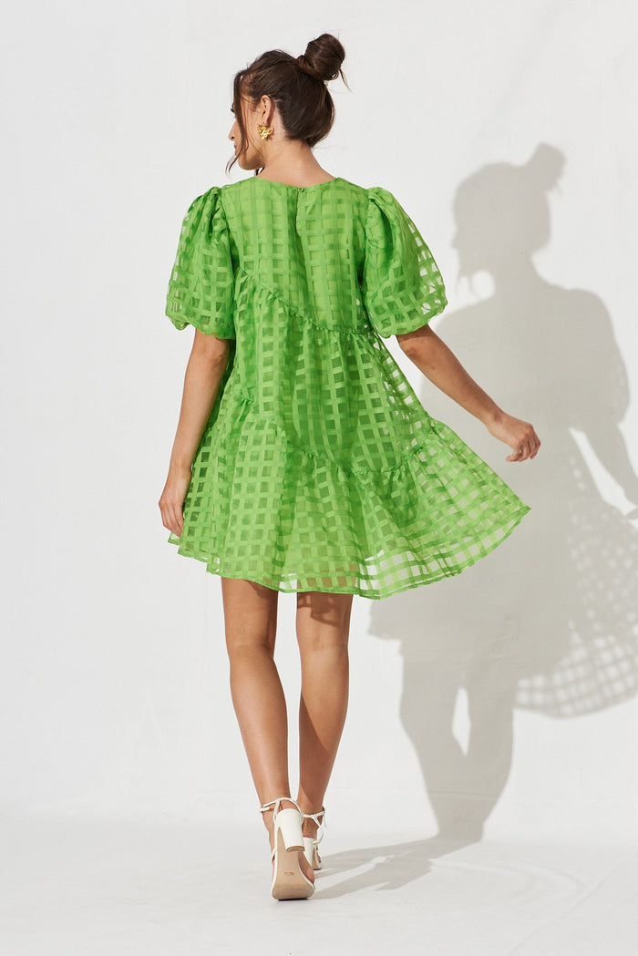 Galia Smock Dress In Green Organza - back